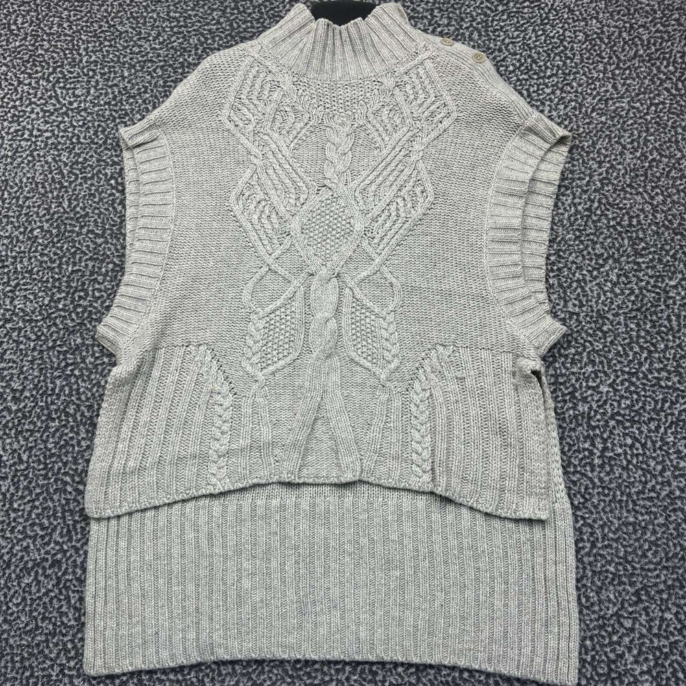 BCBG Max Azria Sweater Women XS-S Pullover Cable Knit Turtleneck‎ Vest Lamswool